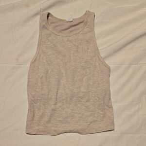 Yogalicious Cream Fitted Crop Tank Top